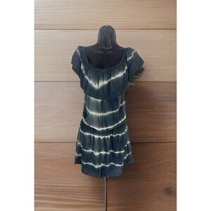 Aeropostale Striped Tie Dye Romper Womens Size Medium Blue White Playsuit Boho